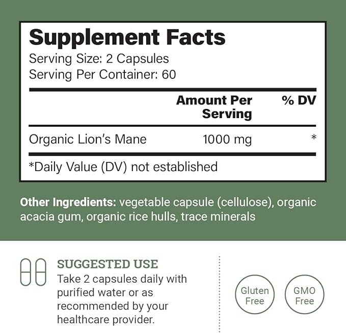 Earth Harmony Vegan Vitamin D3 5000 iu & Organic Lion's Mane 1000mg Supplement - 120 Capsules Each