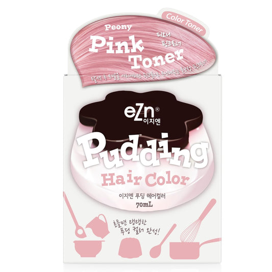 eZn Pudding Hair Dye Ammonia Free Semi-Permanent Self Hair Dye DIY Kit included contain Keratin Made in Korea Beauty (Pink Toner)