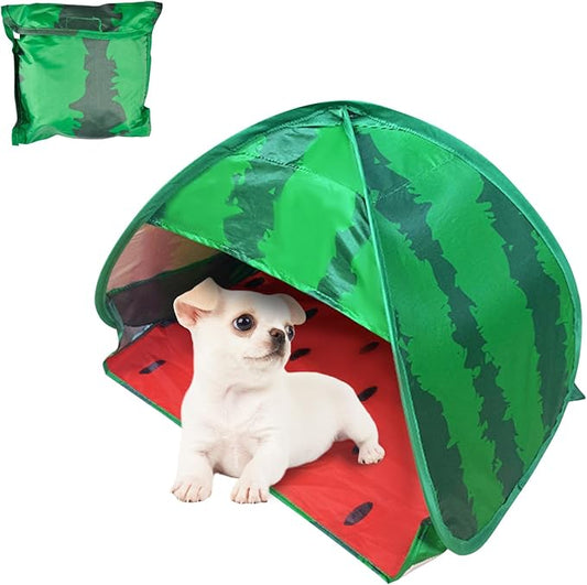Dog Beach Tent Sun Shelter, 1 Pack Watermelon Portable Sun Shelter Automatic Pop-up Beach Tent Mini Dog Cat Tent Pet Protection for Indoor and Outdoor, M