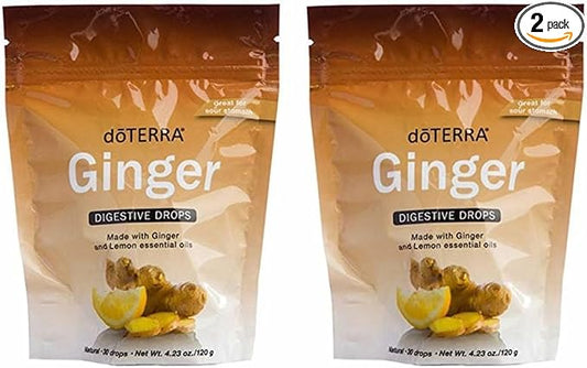 doTERRA Ginger Throat Digestive Drops 30 Count Bag (2 Pack)