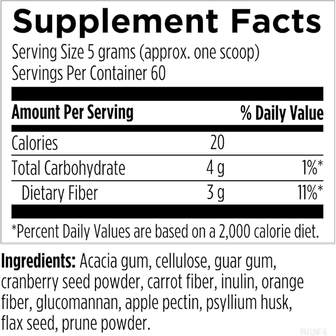 Designs for Health PaleoFiber - 12 Digestive Fiber Blend Powder Supplement with Psyllium Husk, Flax + Apple Pectin - Prebiotic Gut Support, Unflavored + Unsweetened - Vegan (60 Servings / 300g)