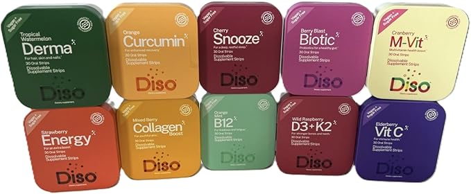 DISO - D3+K2 - Dissolvable Supplement Oral Strips, Wild Raspberry Flavor, Vegan, Sugar Free, Maximum Absorption, Gluten Free, Individually Wrapped, for Healthy Bones and Teeth, 30 Count