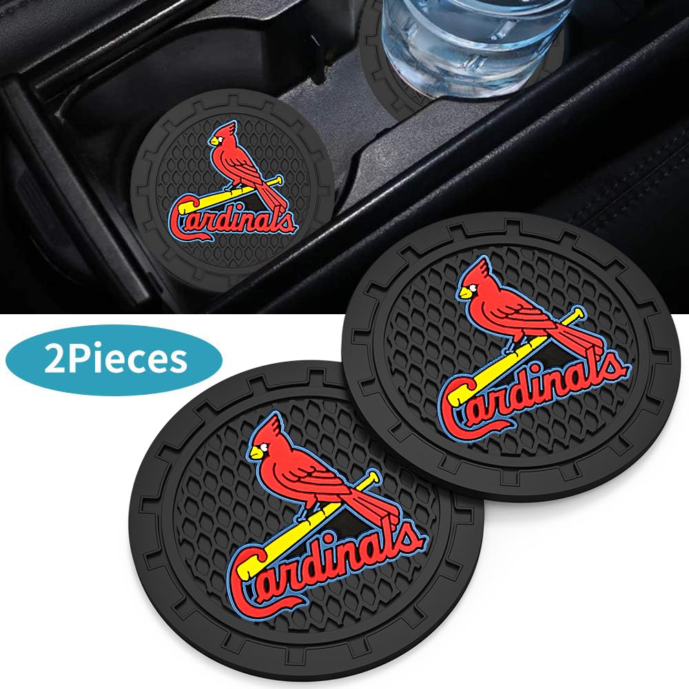 Cardinals Car Cup Holder Coasters for Baseball Fans,St. Louis Cardinals Car Coasters for Car Cup Holder,Baseball Stuffs Cardinals Car Cup Holder Insert,Souvenir for Baseball Fans,Car Cup Mat,2.75''