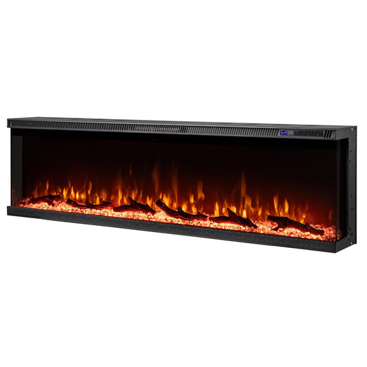 Tangkula 3-Sided Electric Fireplace Insert, 750W/1200W Recessed, Wall-Mount, Freestanding Fire Place with Remote Control, 12 Flame Colors, 5 Brightness, 8H Timer & Overheat Protection (60 inches)