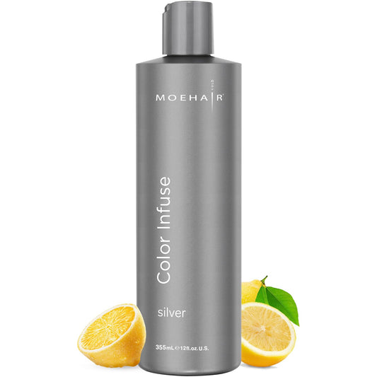 MOEHAIR Color Infuse Silver – 12 Fl. Oz | Purple Toner for Silver, Gray & White Hair | Neutralizes Unwanted Brassiness | Salon-Grade Hair Toner for Brassy Hair | Brass Off | Sulfate and Paraben-Free