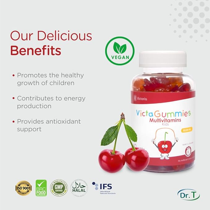 Dr. T VictaGummies Multivitamins 180 gr for Kids - Berry & Orange Flavor - Pectin Gummies - Improved Energy - Overall Wellbeing (120 Count (Pack of 2))