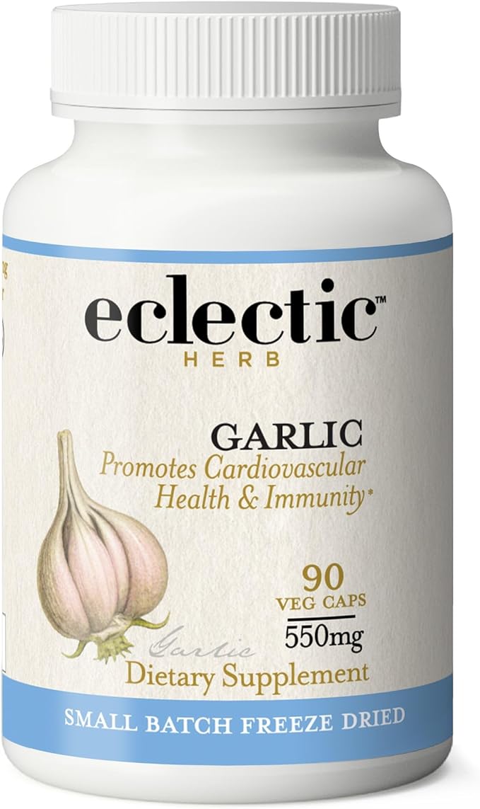 Eclectic Institute Raw Freeze-Dried Non-GMO Garlic | Antioxidants for Health, Helps Maintain Healthy Circulation | 90 CT