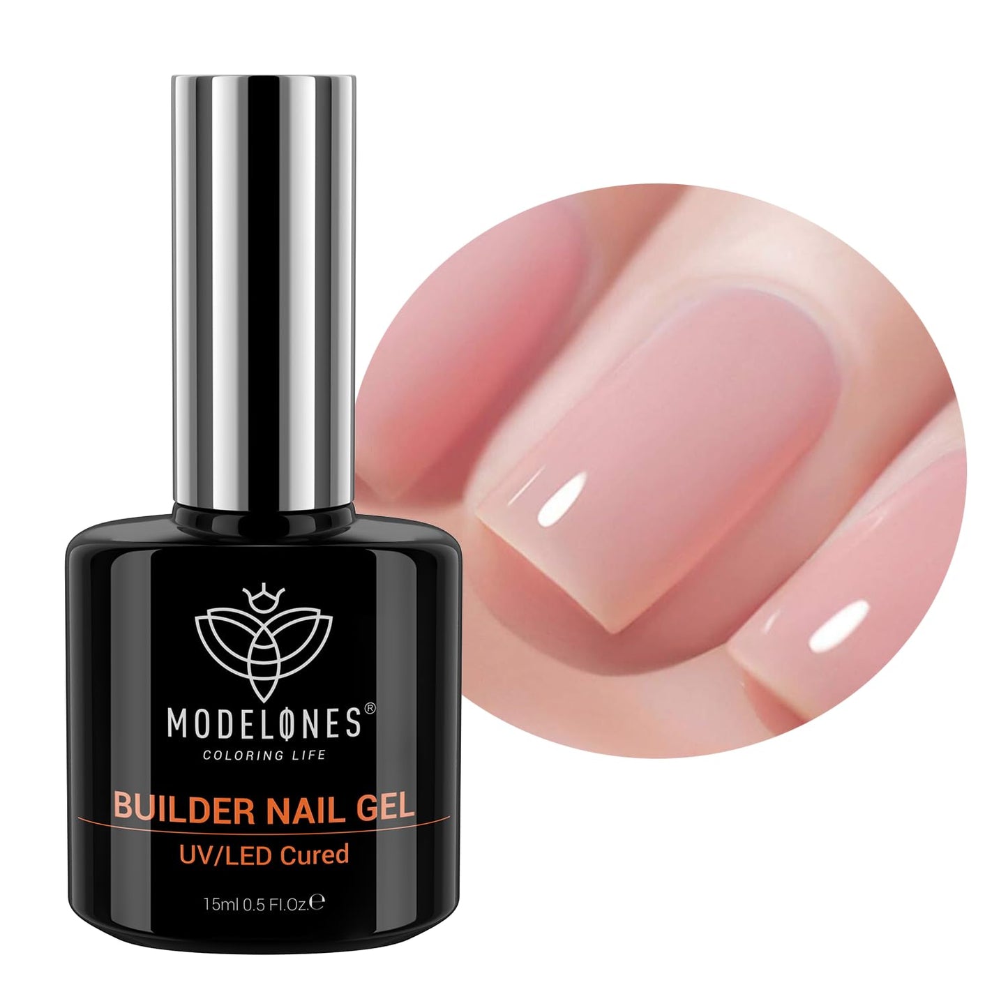 modelones Builder Nail Gel, 8-in-One Neutral Nude Pink Builder for Nail Thickening Apex Building, Rose Blush Pink Rubber Color Base LED Lamp Cured Strengthener Extend Hard Gel Polish for DIY Salon