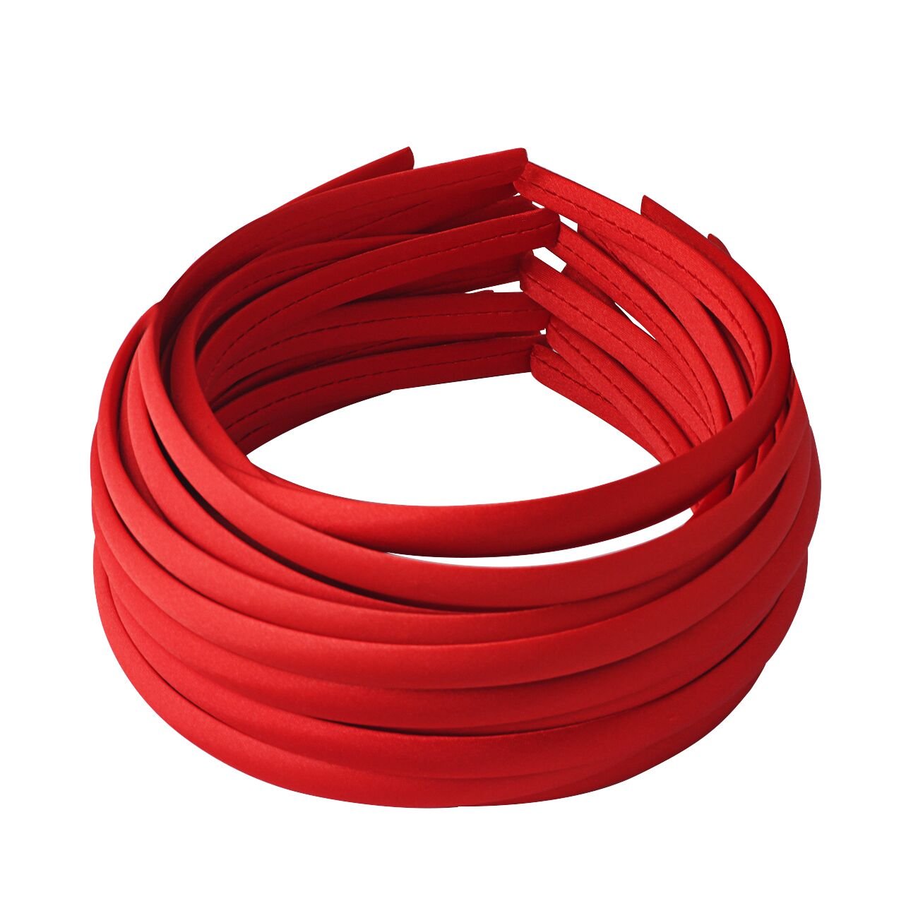 Candygirl Girls' Diy Satin Covered Headbands For Women Thin Plastic Red Head Bands For Crafts Valentines Christmas Gift