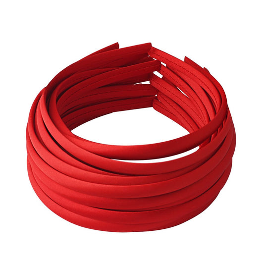Candygirl Girls' Diy Satin Covered Headbands For Women Thin Plastic Red Head Bands For Crafts Valentines Christmas Gift
