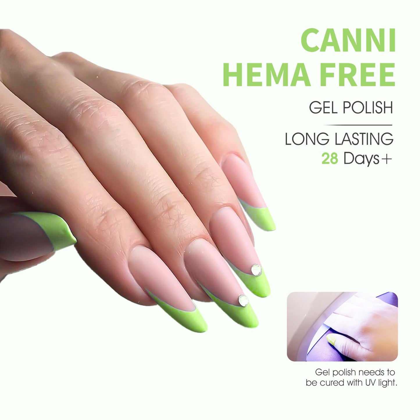 CANNI Pastel Green Gel Nail Polish, 1Pcs Sage Light Green Gel Polish Lime Mint Green Color Nail Polish Gel High Gloss Soak Off U V Gel Nail French Nail Manicure Salon DIY