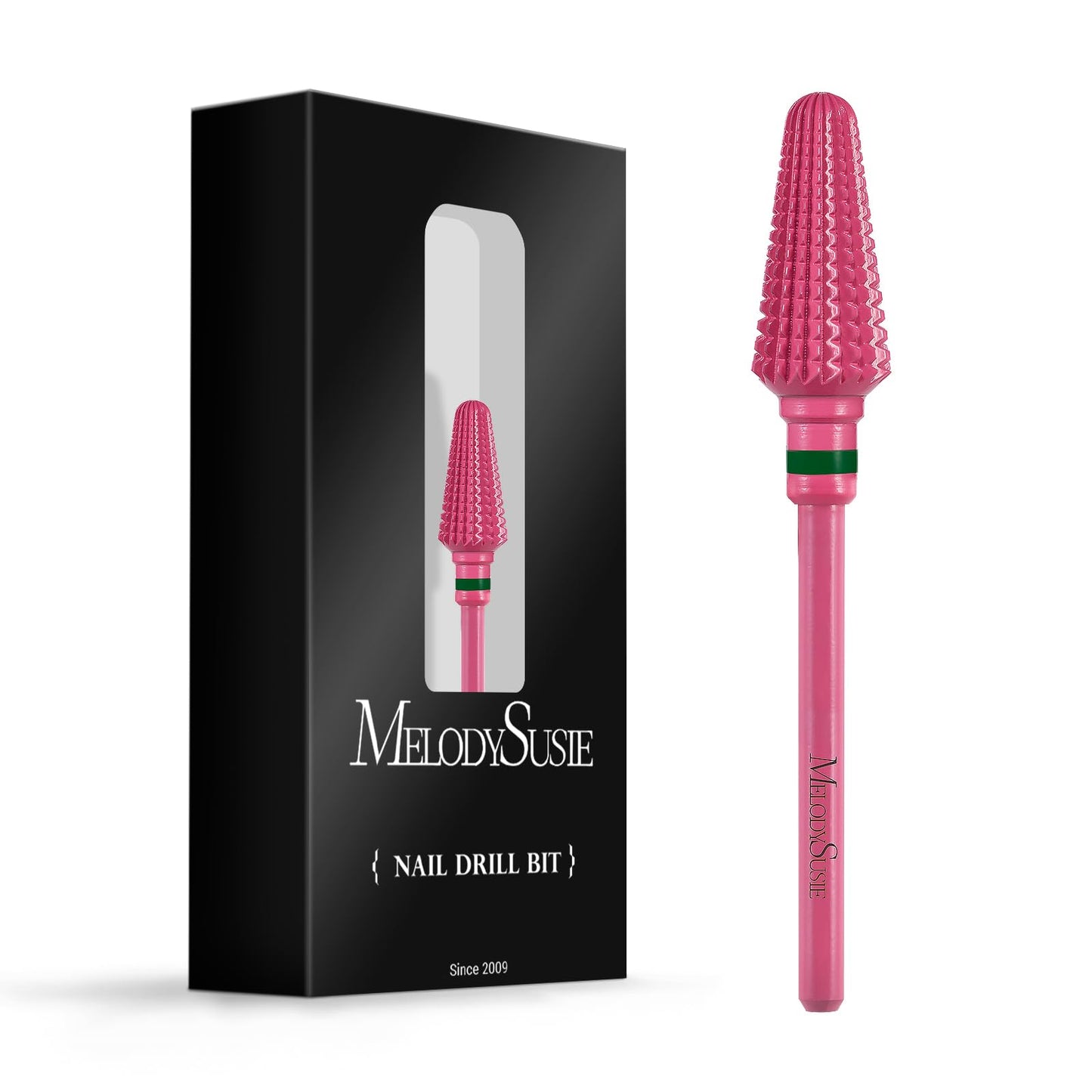 MelodySusie Professional Tornado Nail Drill Bits, 3/32'' Carbide Tungsten Multi-Function Bits, Suitable for Manicure Pedicure Cuticle Gel Polishing, Salon Bits, Pink Blossom, Series Bit-X, Coarse