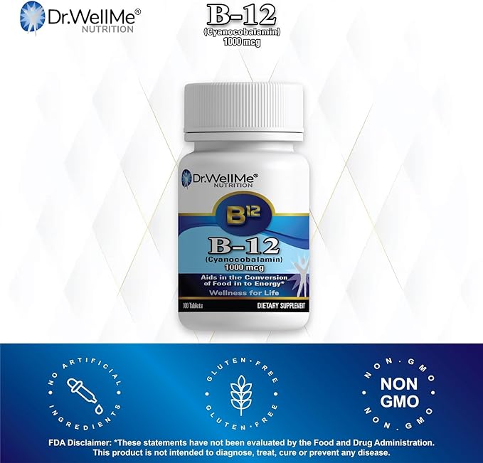 Dr.WellMe B-12 (Cyanocobalamin) 1000 mcg, 100 Tablets