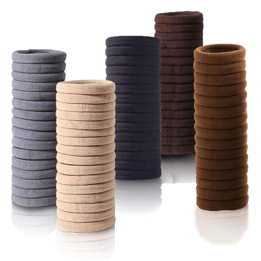 Vrose Flosi 100 PCS Hair Ties No Damage For Women Girls Men Kids Toddler - Soft Seamless Hair Ties For Thin & Fine Curly Hair - Brown Rubber Bands For Hair No Pull Ponytail Holder