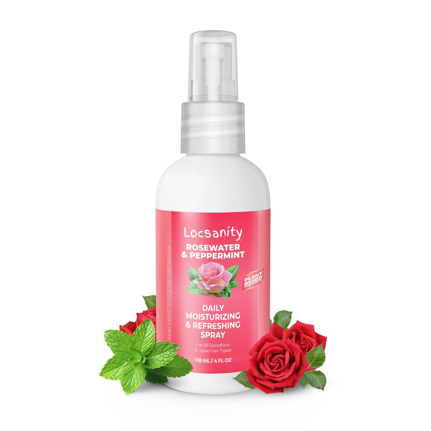 Locsanity Rosewater and Peppermint Daily Moisturizing Spray – Trial Size Hydrating Dreadlock Spray to Nourish the Scalp and Protect Hair From Oil and Buildup (4oz)