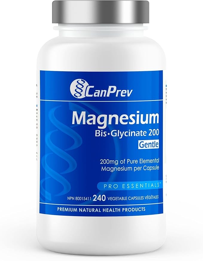 CanPrev Magnesium BisGlycinate Gentle 200mg, 240 v-Caps 240-Day Supply - Pure Elemental Magnesium Supplement, Supports Bone and Muscle Function, Gentle on Stomach, Perfect for Daily Magnesium Needs