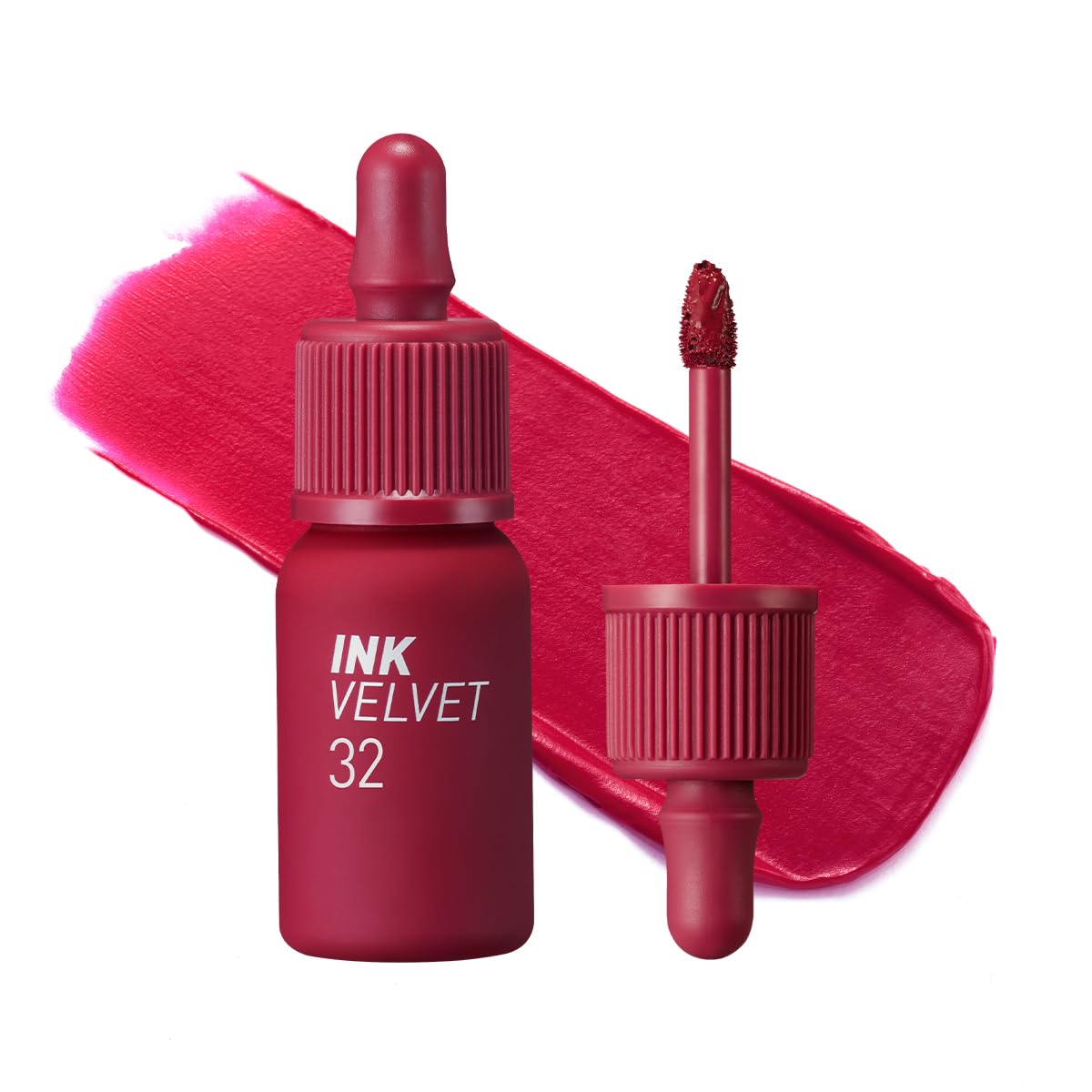 Peripera Ink the Velvet Lip Tint - High Pigment Color, Longwear, Weightless, Not Animal Tested, Gluten-Free, Paraben-Free (032 FUCHSIA RED)