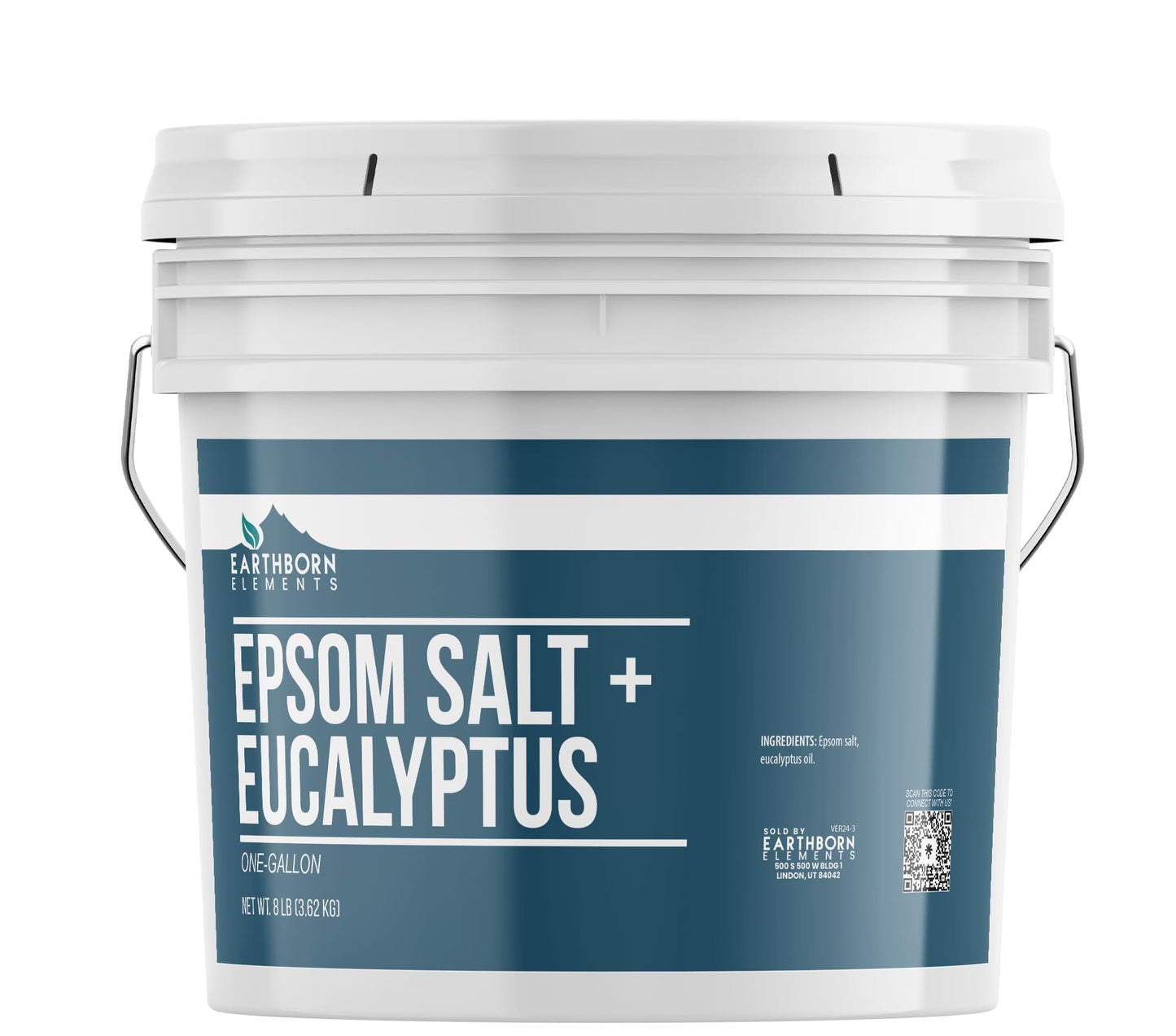 Earthborn Elements Eucalyptus Epsom Salt (1 Gallon), Pure & Undiluted, Soothing Aroma