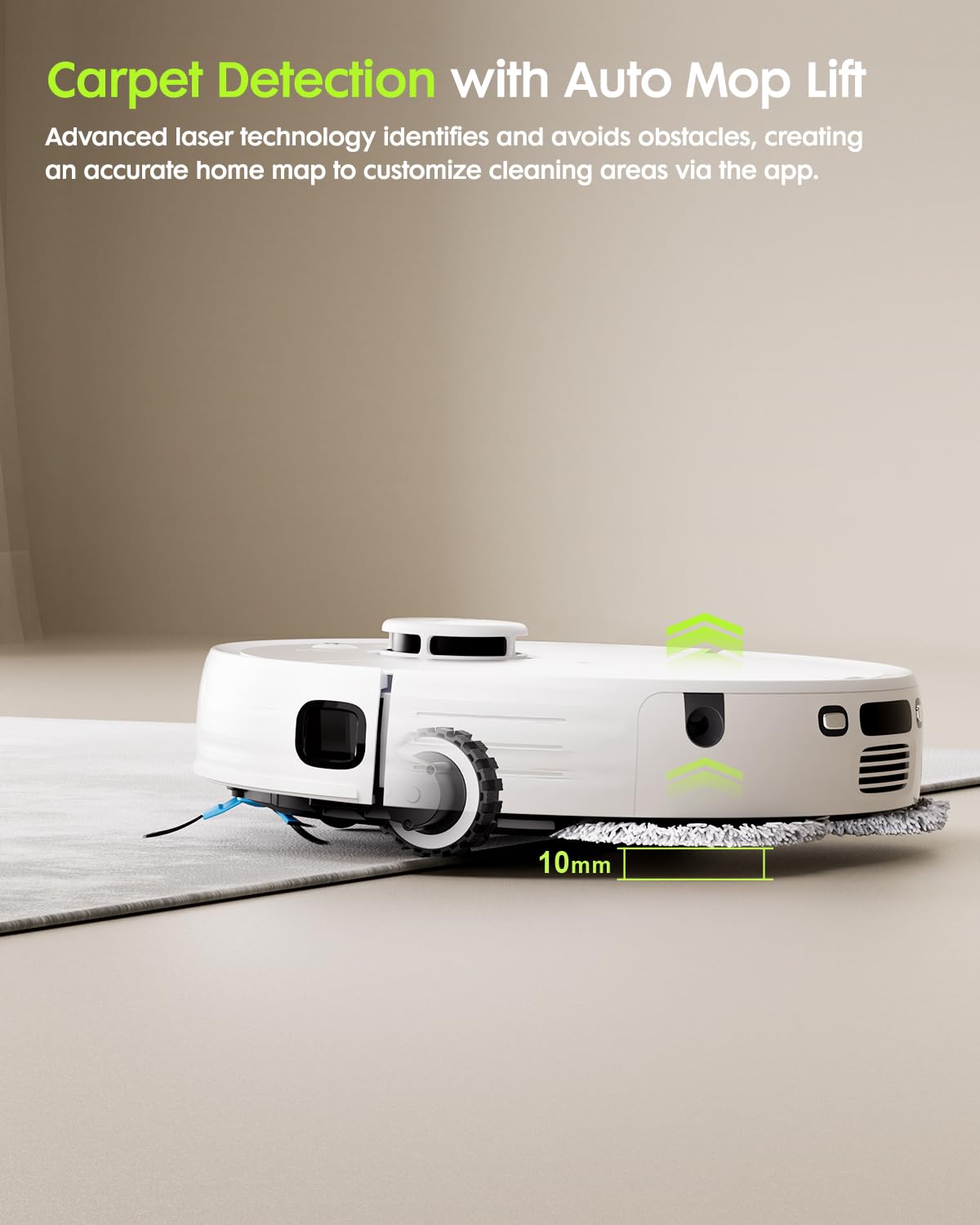 EXTRAVIS V5 Robot Vacuum and Mop, Self-Emptying Robotic Vacuum Cleaner, 8500Pa Suction, Pet Hair Tangle Cutter, Laser Navigation, Cat Laser, Carpet Detection, Ideal for Hard Floor, Tile, and Carpet