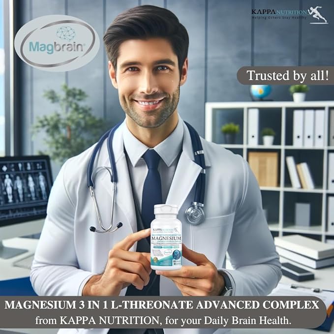 (120 Capsules), 2,253mg Per Serving, Providing 420mg Elemental Magnesium, L-Threonate, Bisglycinate Chelate, Malate, from Kappa Nutrition.