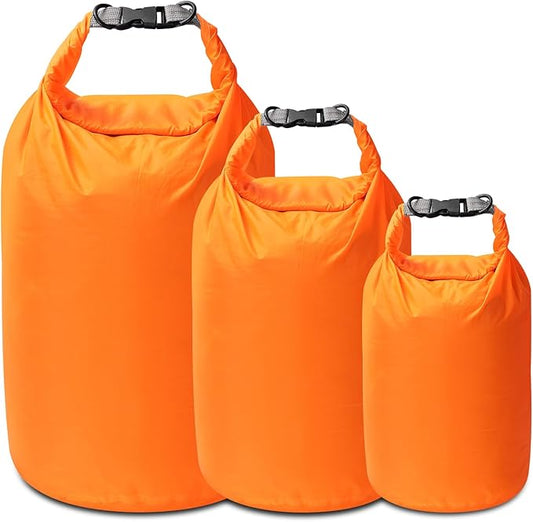 Dry Bag Set, Waterproof Small Lightweight Dry Bags for Paddle Board Kayaking, Fishing, Camping (Orange, 2L+5L+10L)