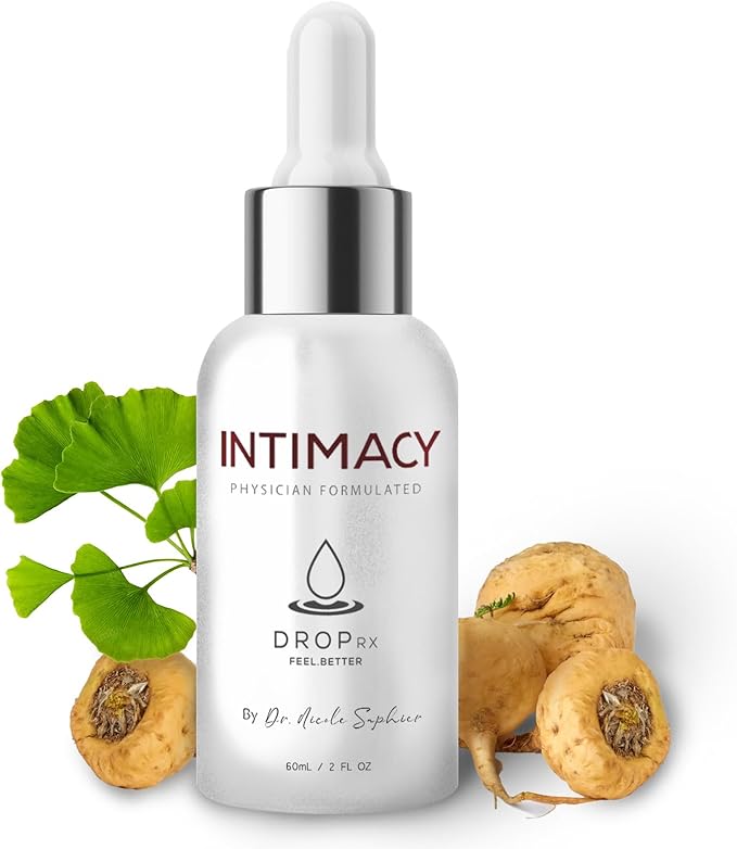 Drop Rx Intimacy by Dr. Nicole Saphier – Organic Maca Root, Ginkgo Biloba & Tribulus Terrestris, Liquid Supplement for Support, Non-GMO, Vegan, Gluten-Free, Kosher, Made in USA (2 Fl Oz)