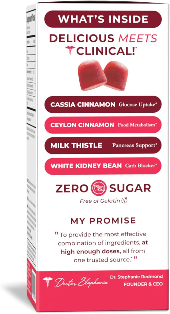 Dr. Stephanie’s SugarDown Gummies – Ceylon & Cassia Cinnamon Supplement - 0g Sugar