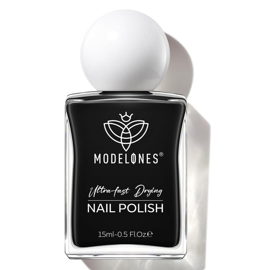 modelones Nail Polish, 15 ml Classic Black Nail Polish Quick Dry Nail Strengthener Long Last Shine Fingernail Toe Nail Art DIY Home Travel Manicure Gift for Women Girls 0.5 Fl Oz