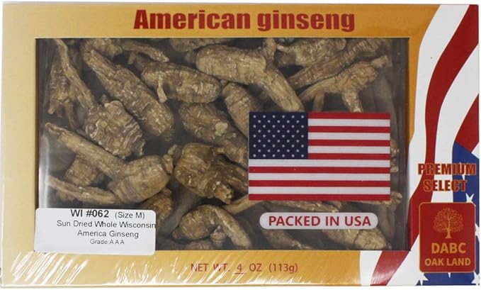 DOL Hand-Selected American Wisconsin Farmed Ginseng Root 美国威斯康辛州 长枝西洋参 花旗参 | Cultivated Wisconsin American Ginseng (Medium 4oz/Box)