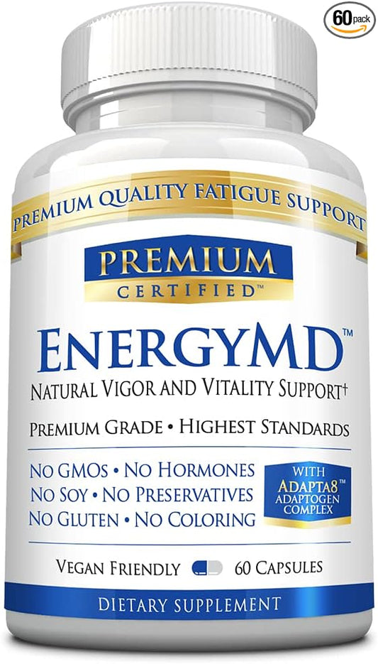 EnergyMD - Vitamin B Blend, Adaptogenic Complex, Piperine - All Natural, Fast Absorption Energy Booster - 60 Capsules - Non-GMO, Vegan, Made in USA