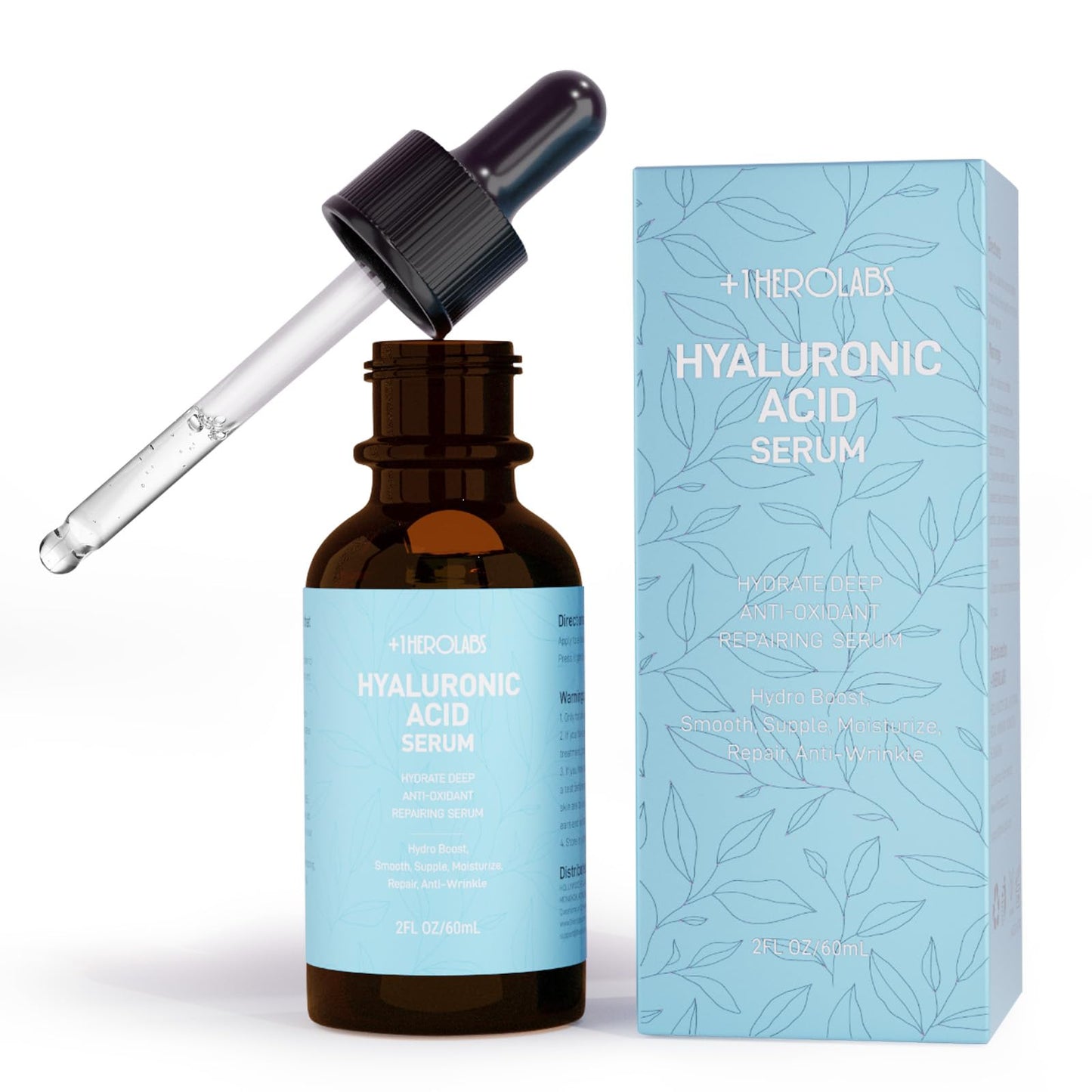 '+1Herolabs Hyaluronic Acid Serum For Face With Vitamin B5, C, E & Niacinamide, Hydrating & Plumping Face Serum For Sensitive Ski