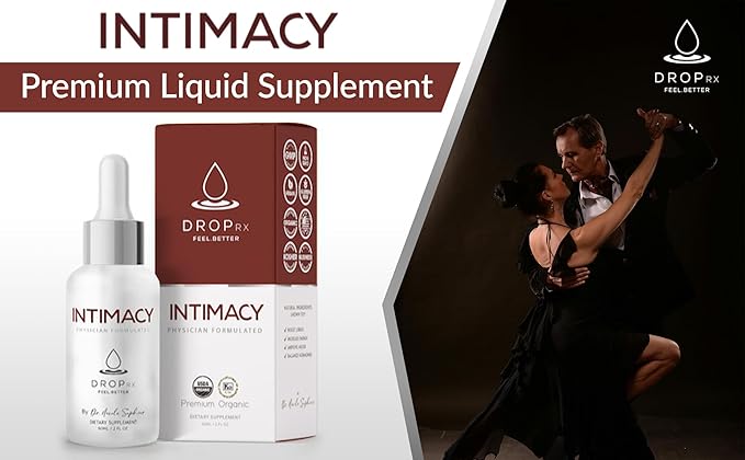 Drop Rx Intimacy by Dr. Nicole Saphier – Organic Maca Root, Ginkgo Biloba & Tribulus Terrestris, Liquid Supplement for Support, Non-GMO, Vegan, Gluten-Free, Kosher, Made in USA (2 Fl Oz)