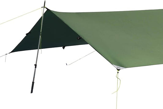 LiteOutdoors Silnylon Tarp - 16.9 Oz. 10' x 12' - Ultralight Backpacking Tarp or Hammock Tarp (Green, 10' x 12')