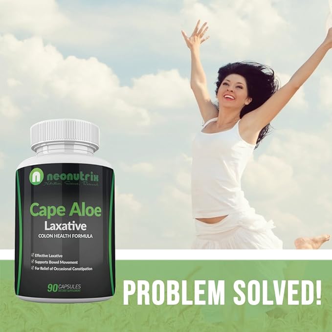 Cape Aloe Natural Laxatives for Constipation Relief- Promotes Healthy Bowel Movement- Supplement for Men & Women - Herbal Detox - 90 Capsules - Made in The USA by Neonutrix