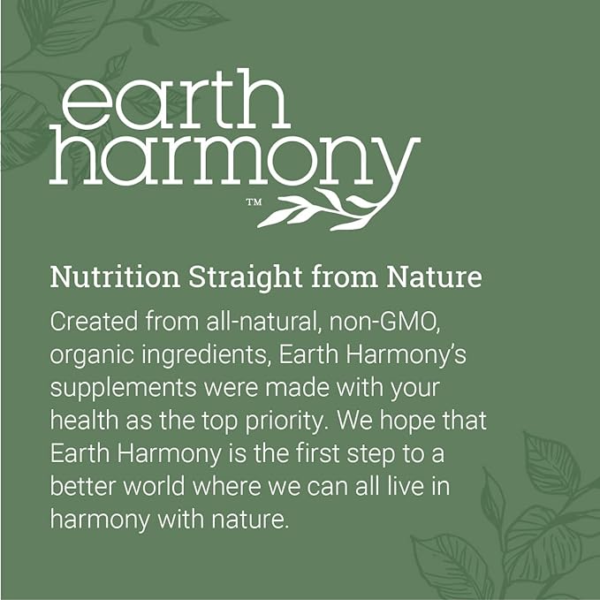 Earth Harmony Vegan Vitamin D3 5000 iu & Organic Lion's Mane 1000mg Supplement - 120 Capsules Each