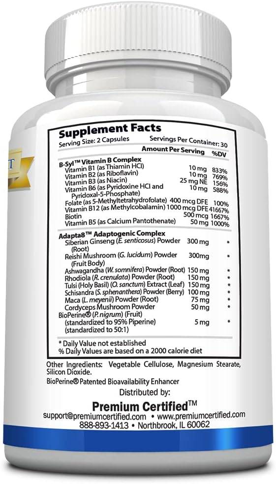 EnergyMD - Vitamin B Blend, Adaptogenic Complex, Piperine - All Natural, Fast Absorption Energy Booster - 60 Capsules - Non-GMO, Vegan, Made in USA