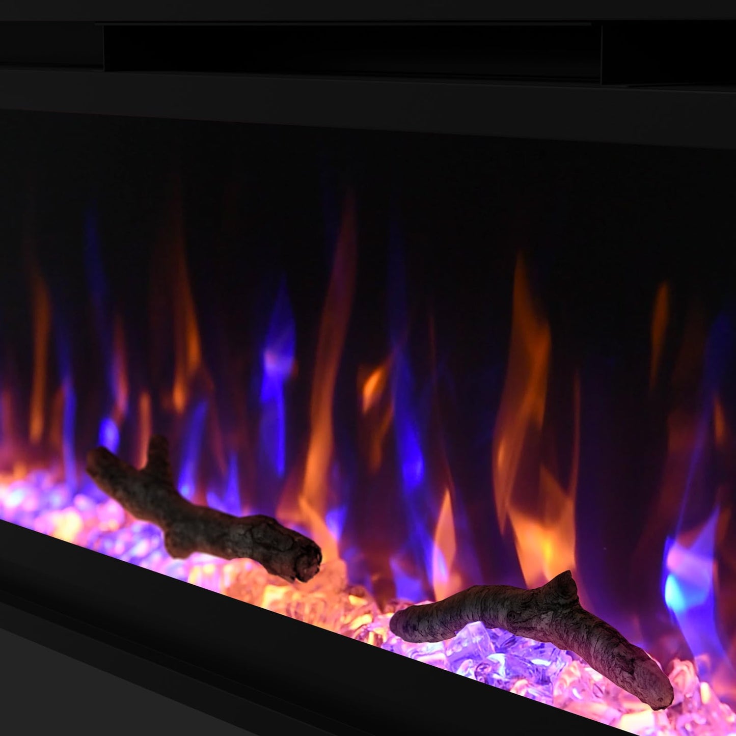 Feelcoo 50 inch Electric Fireplace, 4.3" Ultra-Thin Electric Fireplace Inserts, Ultra-Narrow Frame, Wall Mounted and Recessed Fireplace, Log & Crystal, Touch Screen & Remote Control, 1500W