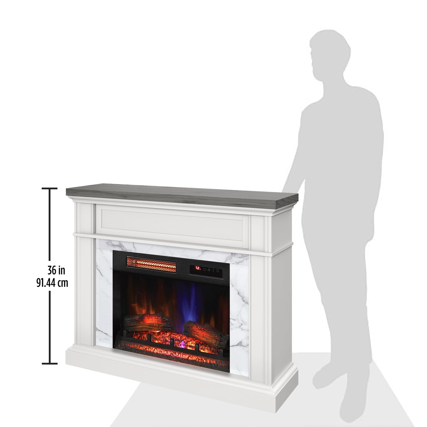 duraflame® Wall Mantel Electric Fireplace, Bright White