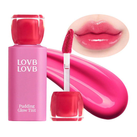 LOVB LOVB Pudding Glow Korean Lip Tint | Natural Lip Stain | Gloss to Stain | Long-Lasting & Non-Sticky | Lightweight Lip Tint 0.14 oz. (03 CANDY BERRY)