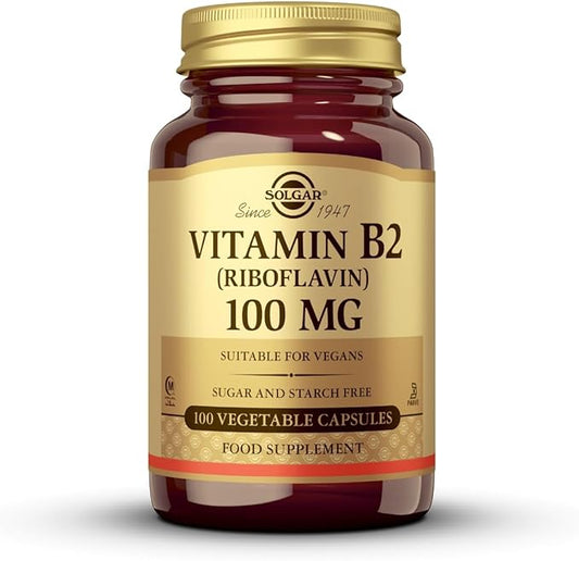 Solgar Vitamin B2 (Riboflavin) 100 mg Vegetable Capsules, 100 Count