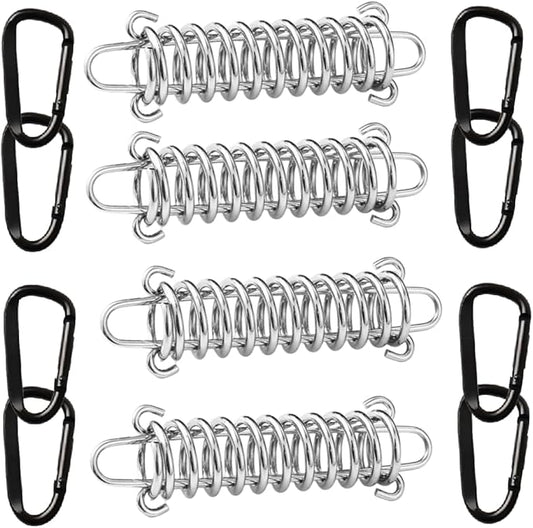 Dog Leash Metal Shock Absorbing Spring Buckle Portable Camping Tent Fixed Buckle Multi-Function Springs Buckle for Securing Tarps Tents Sunshade,Swing and Large Dogs Pets Train， with 8PCS Snap Hooks