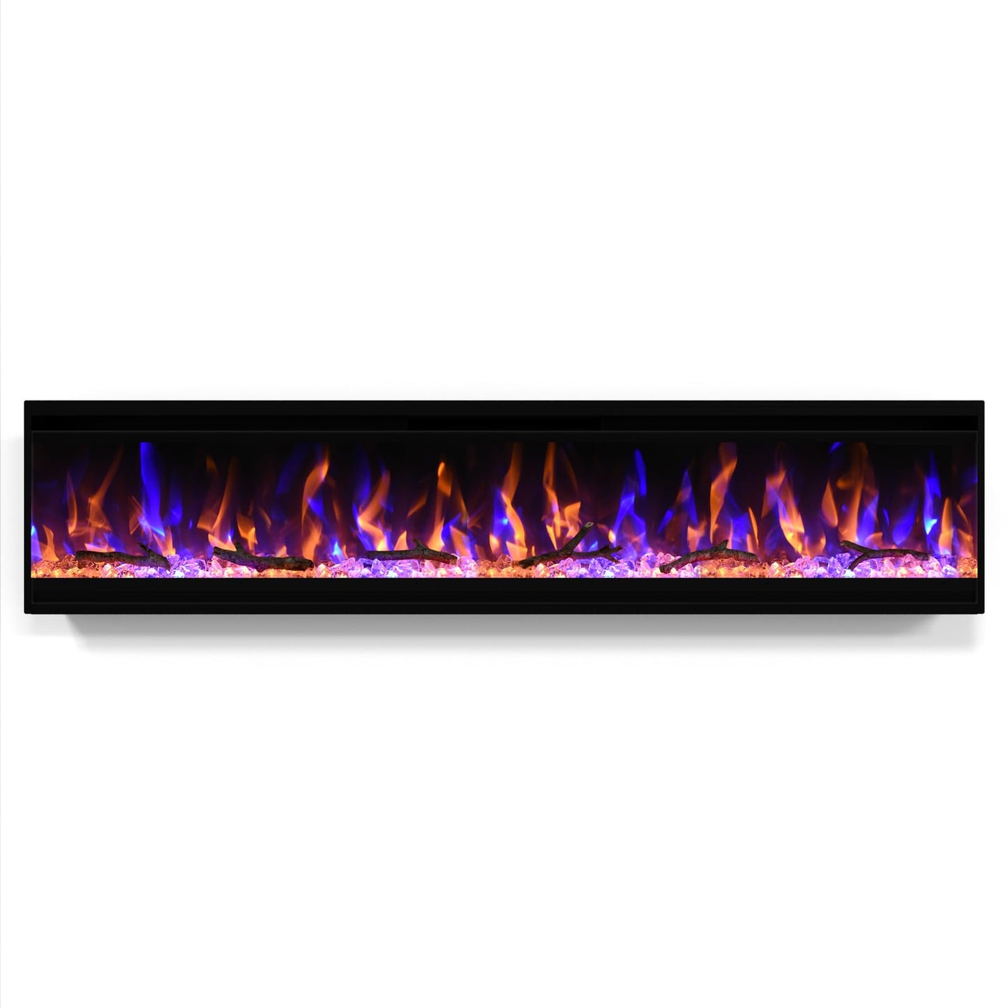 Feelcoo 50 inch Electric Fireplace, 4.3" Ultra-Thin Electric Fireplace Inserts, Ultra-Narrow Frame, Wall Mounted and Recessed Fireplace, Log & Crystal, Touch Screen & Remote Control, 1500W