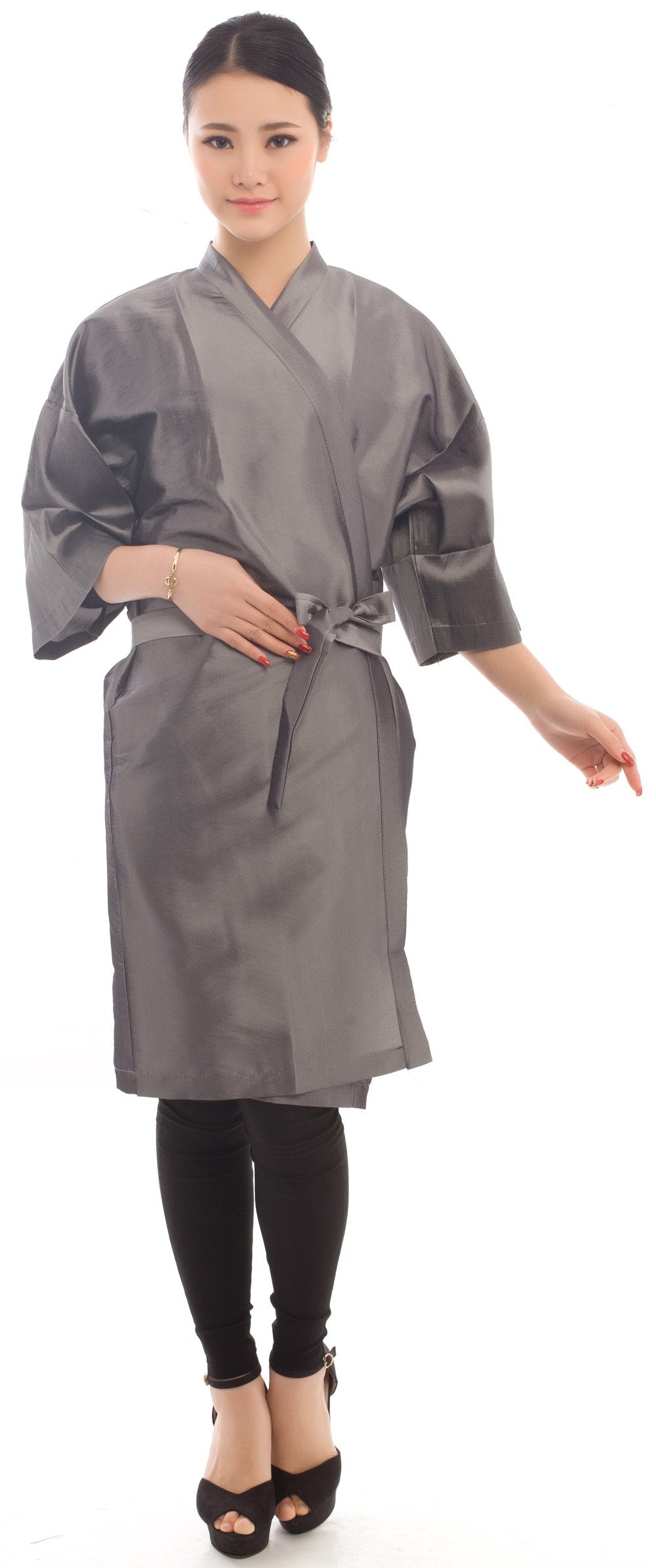 PERFEHAIR Salon Client Gown Robes Cape, Hair Salon Smock for Clients- Kimono Style (Grey)