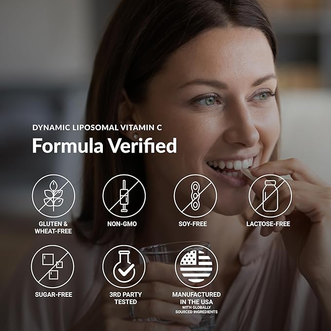 Dynamic Liposomal Vitamin C 1500mg - 90 Capsules - Advanced Formula - Phospholipids sourced from Non-GMO Sunflower, Supports Healthy Immune System, Collagen Synthesis, and Brain Health*