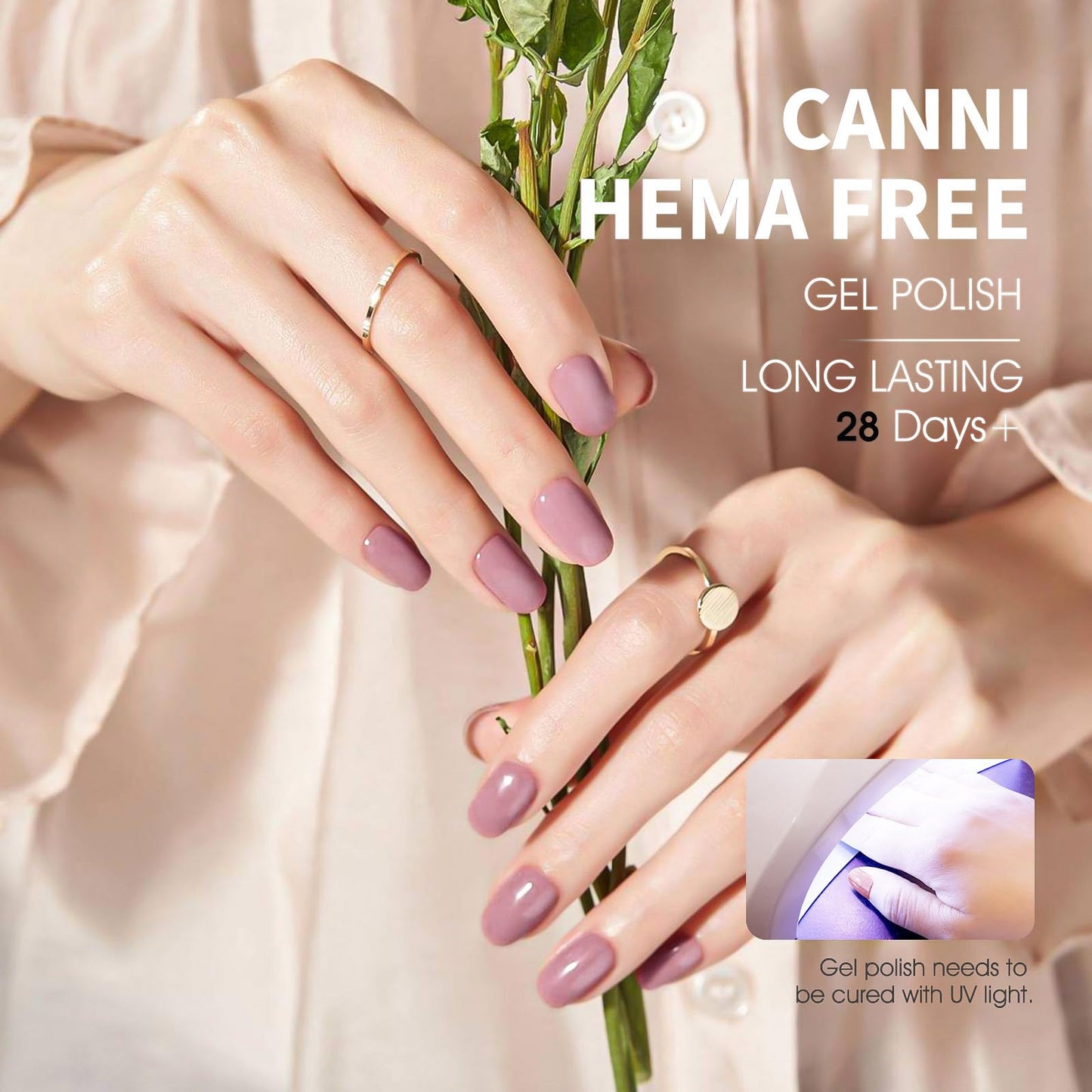 CANNI Baby Pink Gel Nail Polish, 1Pcs Light Pink Gel Polish Soft Pale Pink Color Pastel Nail Polish Gel High Gloss Soak Off U V Gel Nail French Nail Manicure Salon DIY