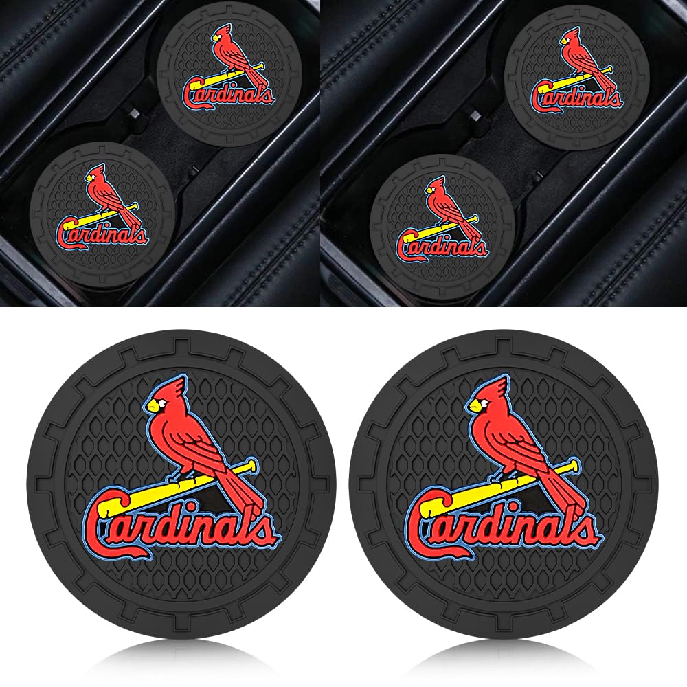 Cardinals Car Cup Holder Coasters for Baseball Fans,St. Louis Cardinals Car Coasters for Car Cup Holder,Baseball Stuffs Cardinals Car Cup Holder Insert,Souvenir for Baseball Fans,Car Cup Mat,2.75''