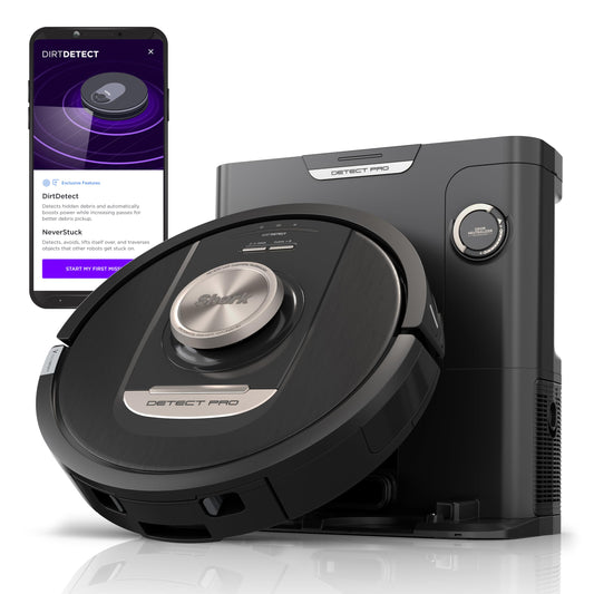 Shark RV2820AE Detect Pro Self-Empty Robot Vacuum, 60-Day Capacity HEPA Base, 3 Detect & React Technologies, Auto Deep-Clean on Carpets and Hardfloors, NeverStuck Tech, Wi-Fi Black/Bronze (Renewed)