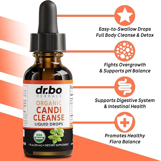 Candida Cleanse Detox for Women & Men - Candi Detox Support Supplement Pills, Anti Overgrowth Gut Balance Probiotic Flora Complex Supplements - Organic Oregano Oil Drops Liquid & Black Walnut Wormwood