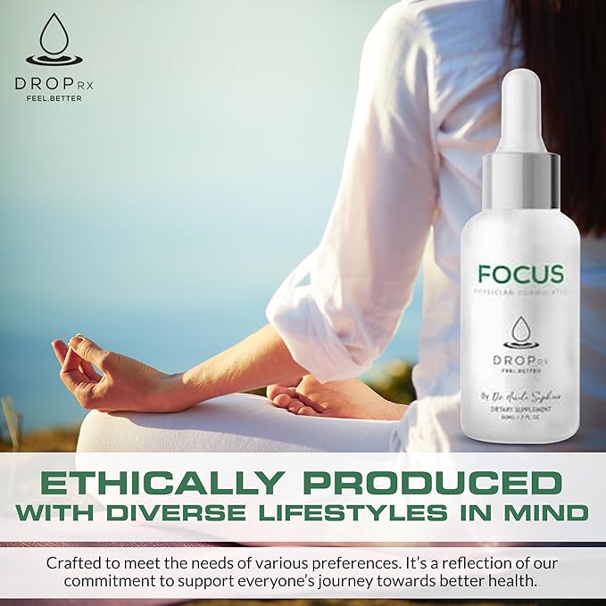 DropRx Focus by Dr. Nicole Saphier – Ginkgo Biloba & Ginseng, Bacopa, Rosemary & Sage for Memory Improvement and Brain Focus – Organic, Non-GMO, Vegan, Gluten-Free, Kosher, Made in USA (2 Fl Oz)
