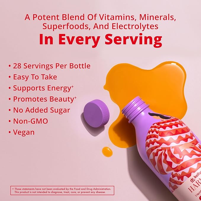 Dr. Kellyann Harmony Liquid Multivitamin (28 fl oz) – Vegan Daily Vitamins for Men & Women, Non-GMO, Overall Health